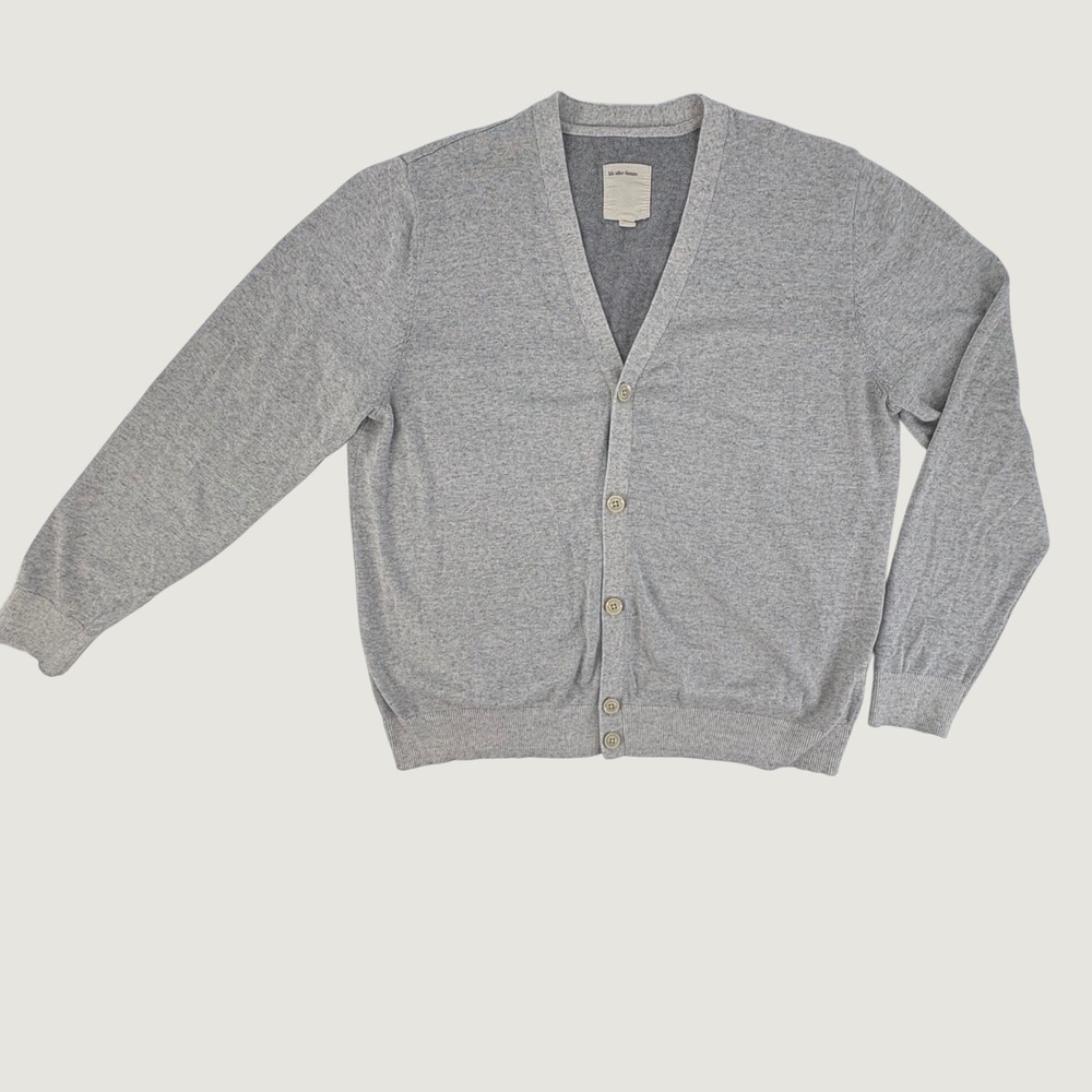Life After Denim Cardigan Sweater Mens Medium Grey Cotton V-Neck Button Front